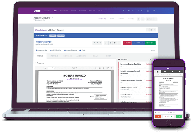 Screenshot of JazzHR's Applicant Tracking Software that is available for PrismHR Cutomers through the PrismHR Marketplace.