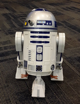 R2-D2 patrolling the hallways of PrismHR's Hopkinton office.